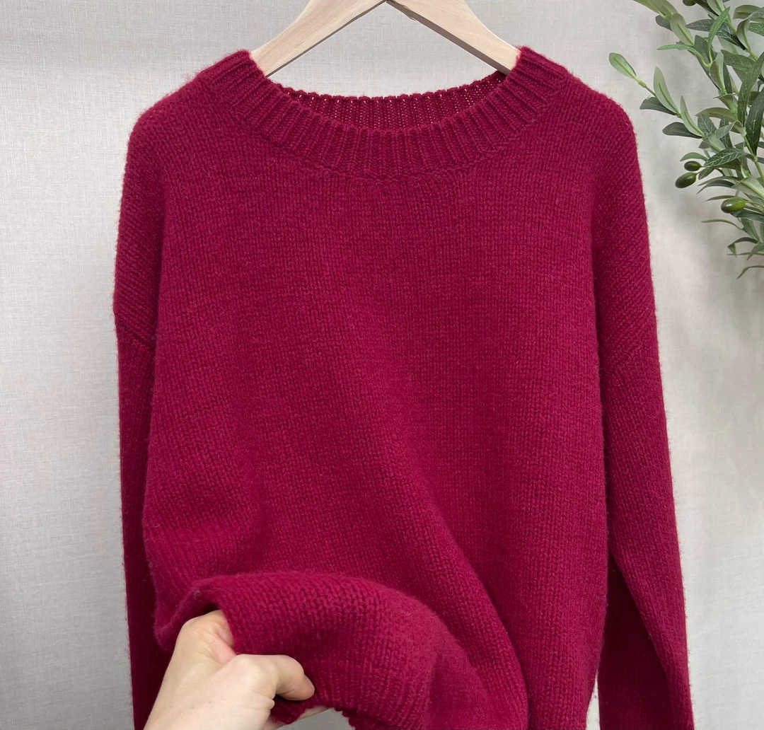 喜里高端羊毛衫慵懒风纯色宽松百搭纯羊毛针织毛衣