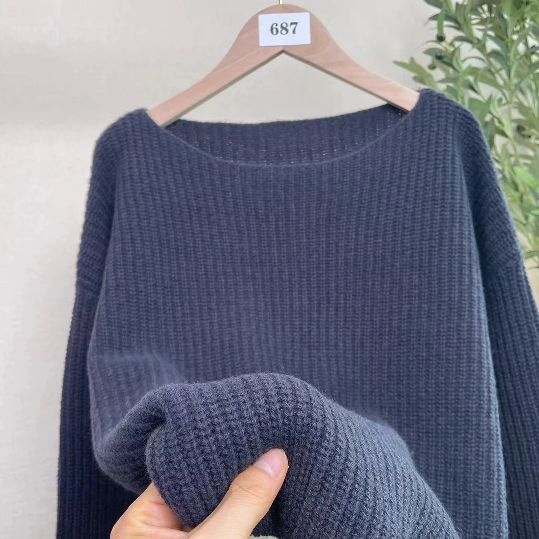 喜里针织羊毛衫慵懒风女士纯色宽松百搭纯羊毛上衣