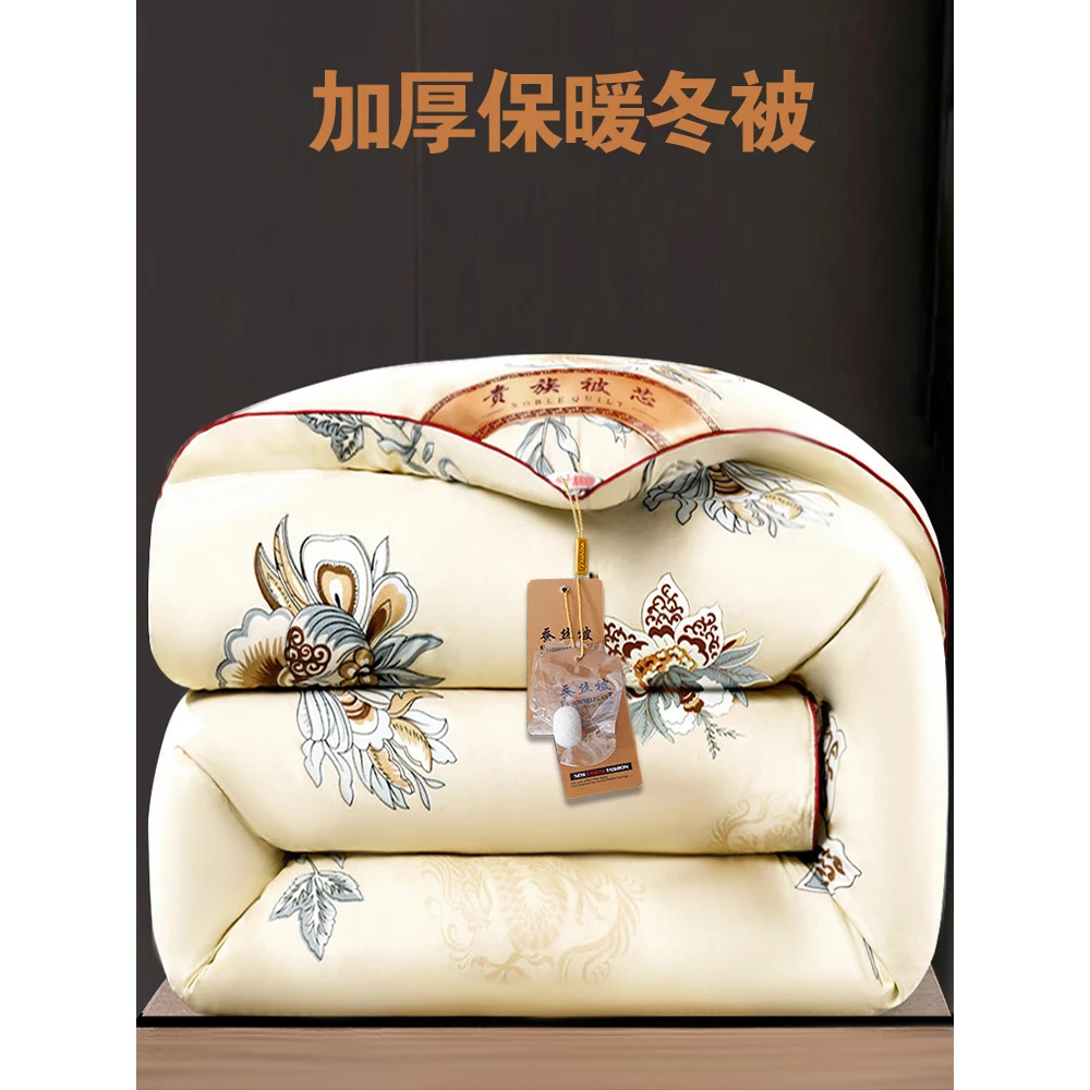 水星新款丝棉被子冬季加厚冬被保暖春秋被芯秋冬款双人被褥