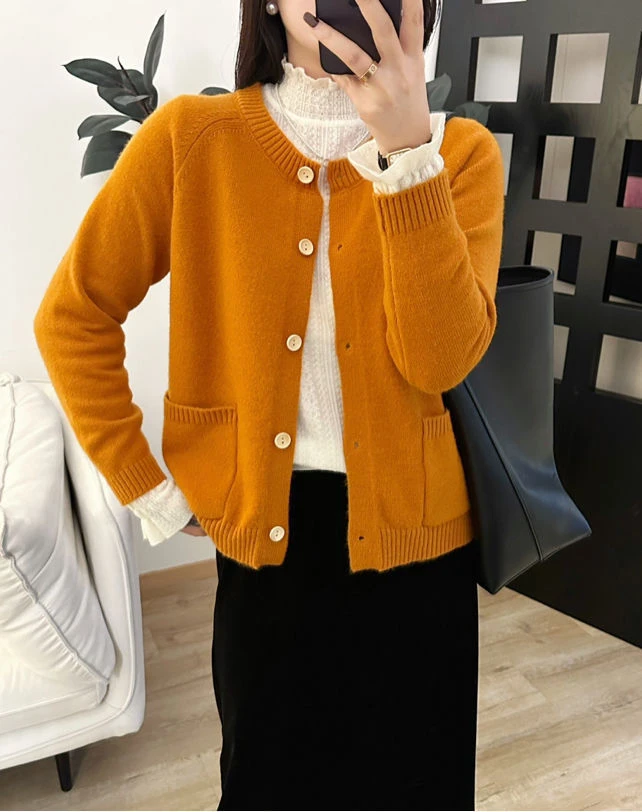 纯色开衫宽松长袖针织衫显瘦上衣秋冬时尚百搭外套