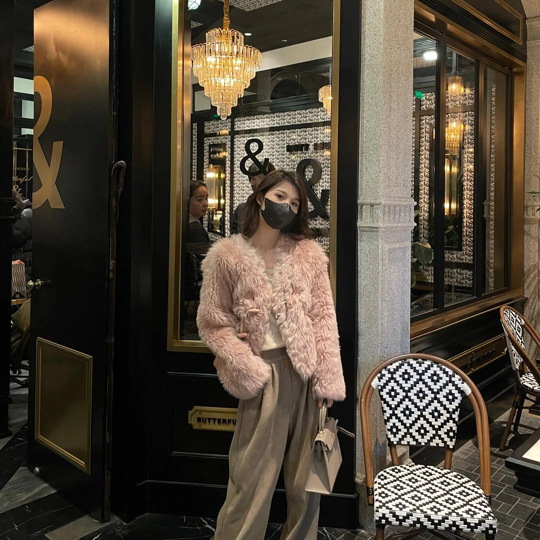 【W1417】冬季外套毛毛外套气质时尚休闲加厚网红百搭短外套女