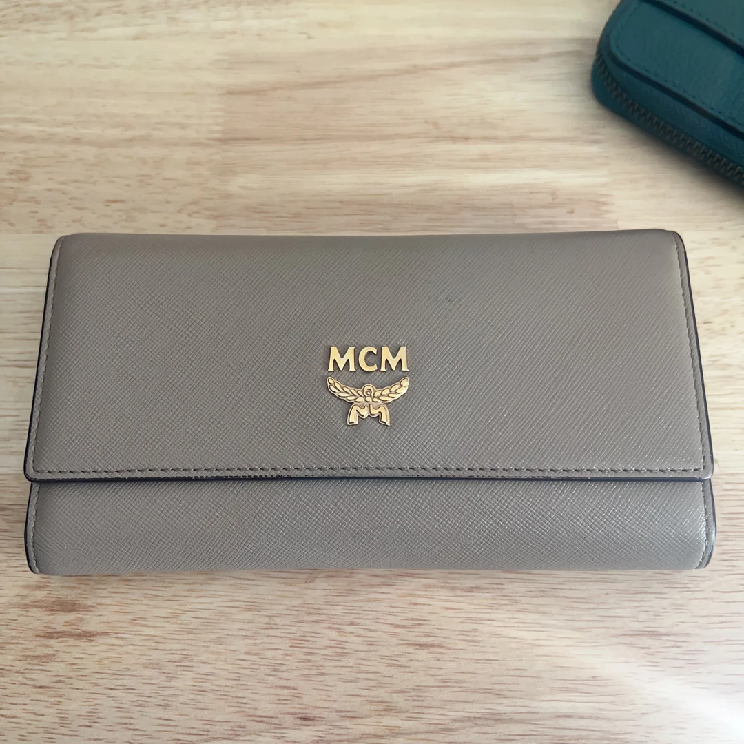 95新 MCM mcm百搭款时尚灰色钱包