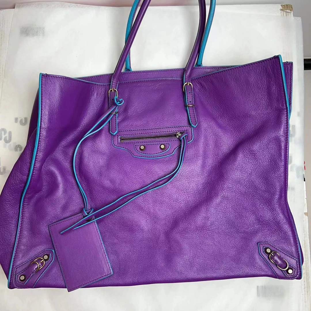 95新 Balenciaga/巴黎世家 巴黎世家 紫色大号女士饺子包-