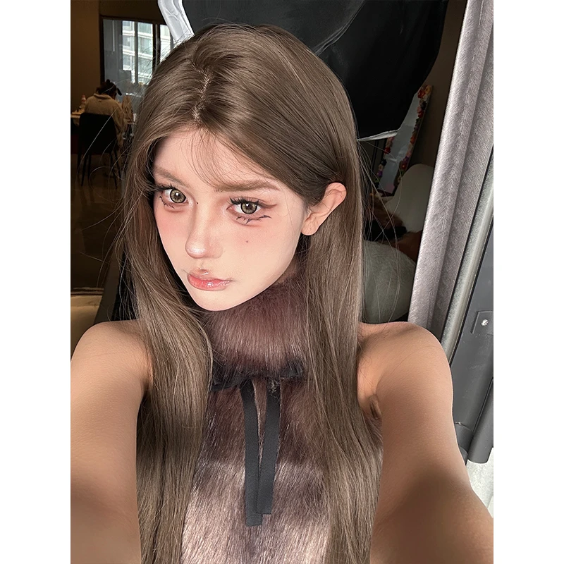 KuKu公主-【小春日和】假发女日常网红自然长直发一字蕾丝全头套式