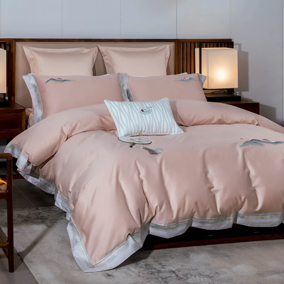 南汐nx【全棉四件套】苏绣水墨 高端设计 花边刺绣