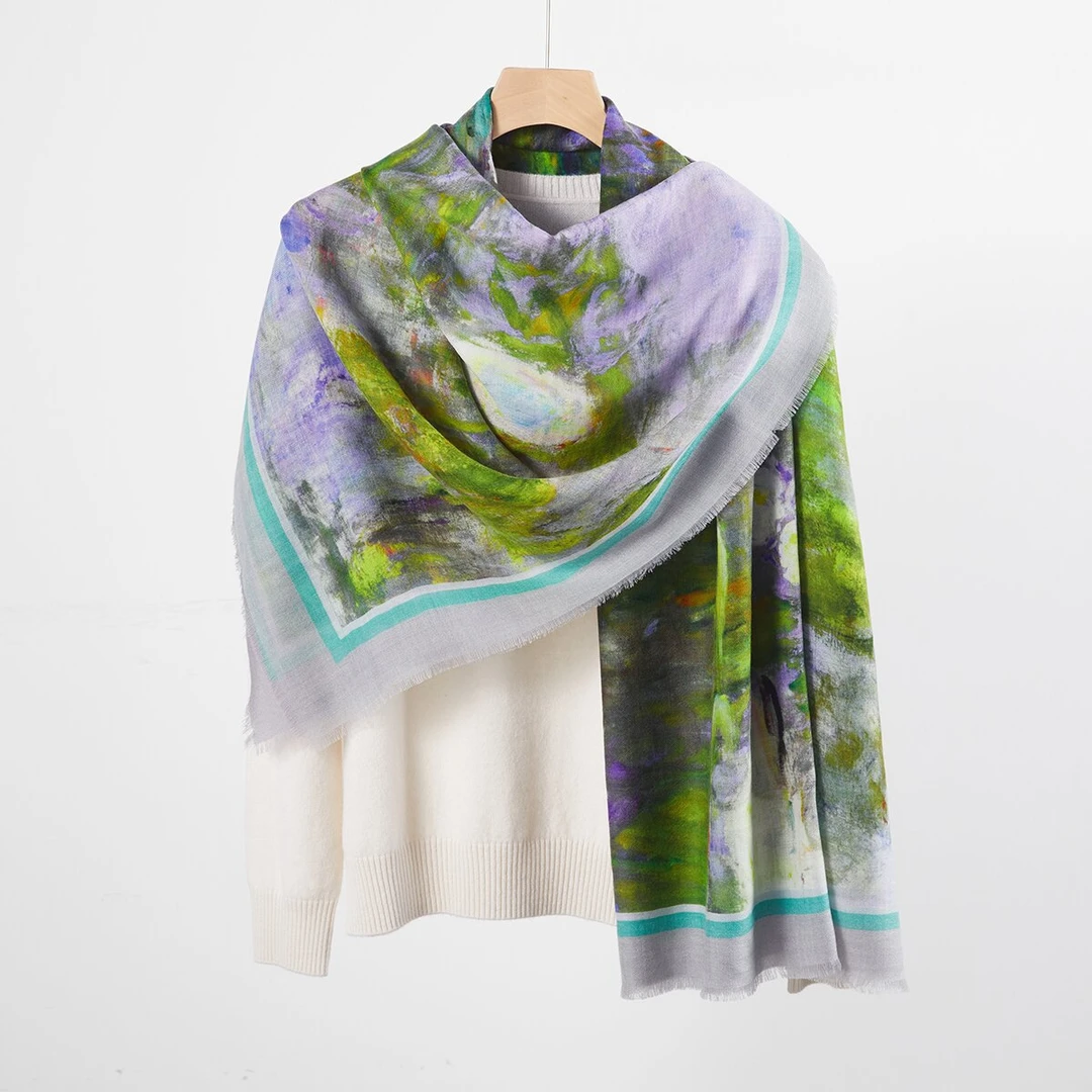 【清涟梦影 】羊绒披肩拆须边95*135女士时尚百搭戒指绒围巾披肩