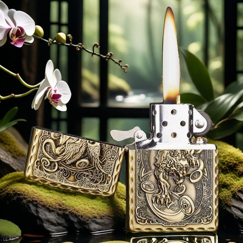 国产煤油打火机处理款复古型青铜色防风个性创意老式怀旧砂轮火机