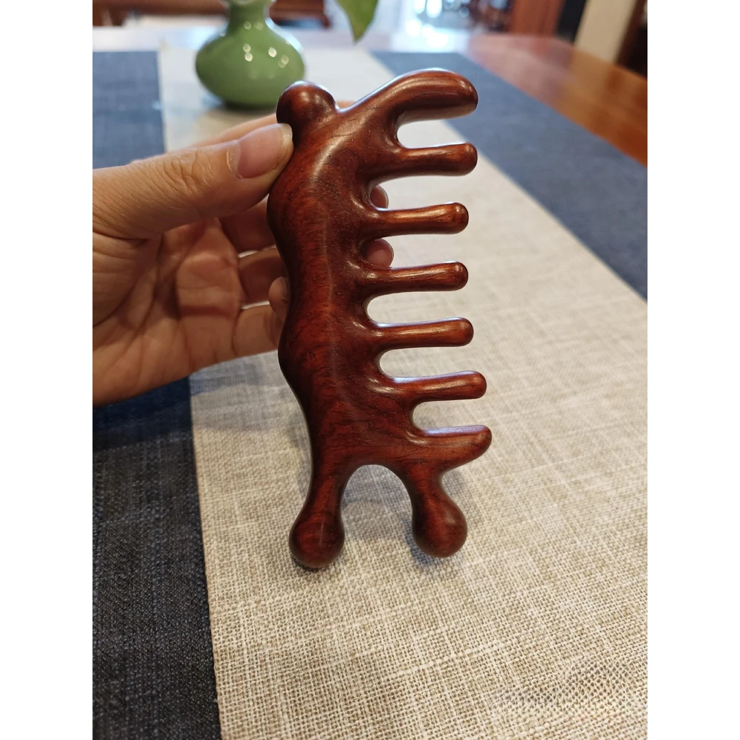 多功能大蜗牛按摩梳子头部紫檀经络梳加厚檀木梳眼部脸部鼻梁按摩