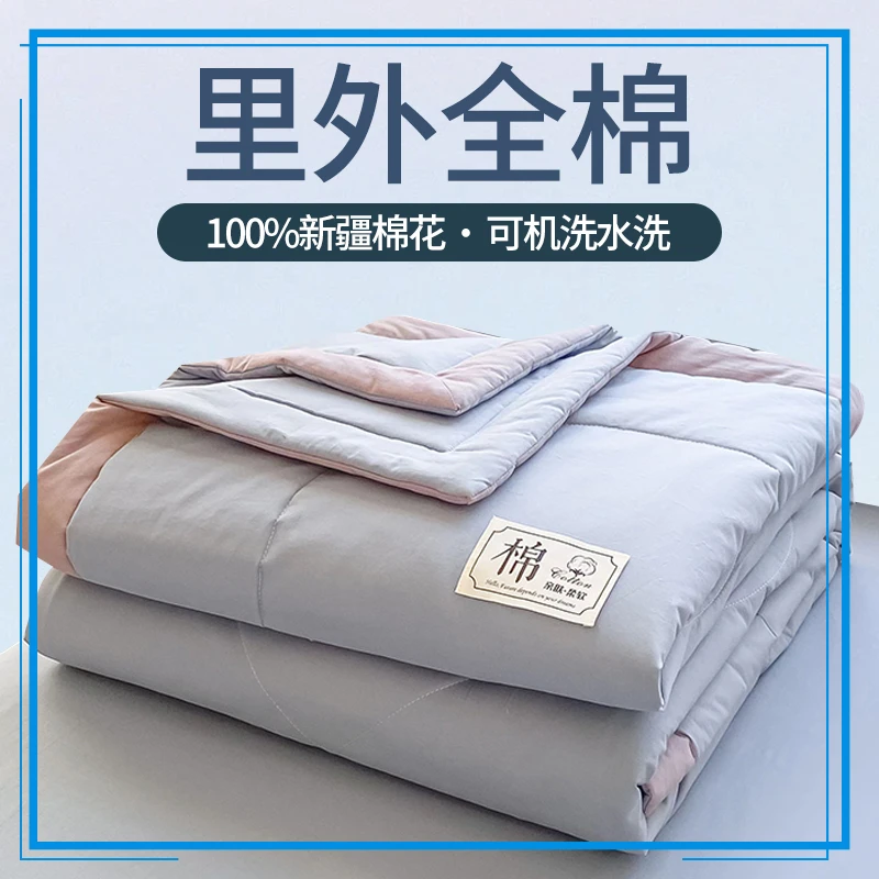 2024新里外纯棉空调被全棉夏凉被双单人学生薄被子可水洗棉花被芯