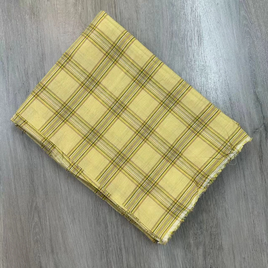 【微瑕】时光良品-浅黄中格裁剪毛边布块床单2.3*2.5米