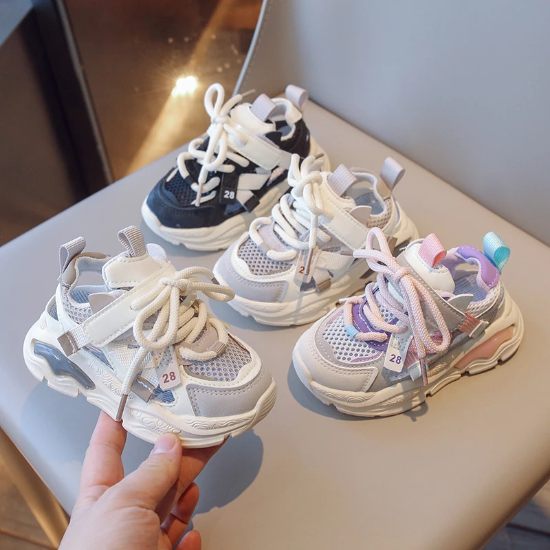 女童运动凉鞋2025夏季新款儿童轻便跑步鞋男童单网透气软底老爹鞋