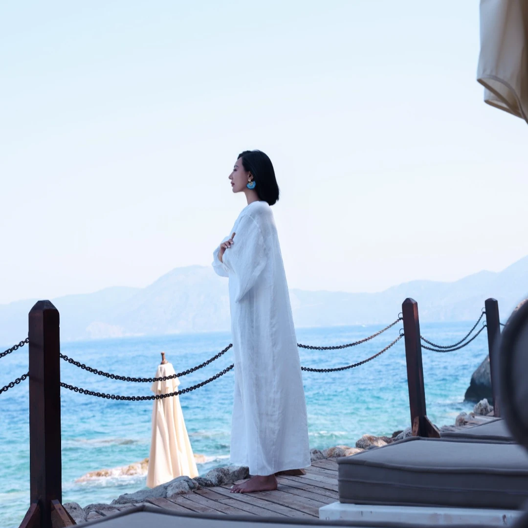 【Do.Fashion欧阳】“巴厘岛”100%亚麻长款度假风连衣裙