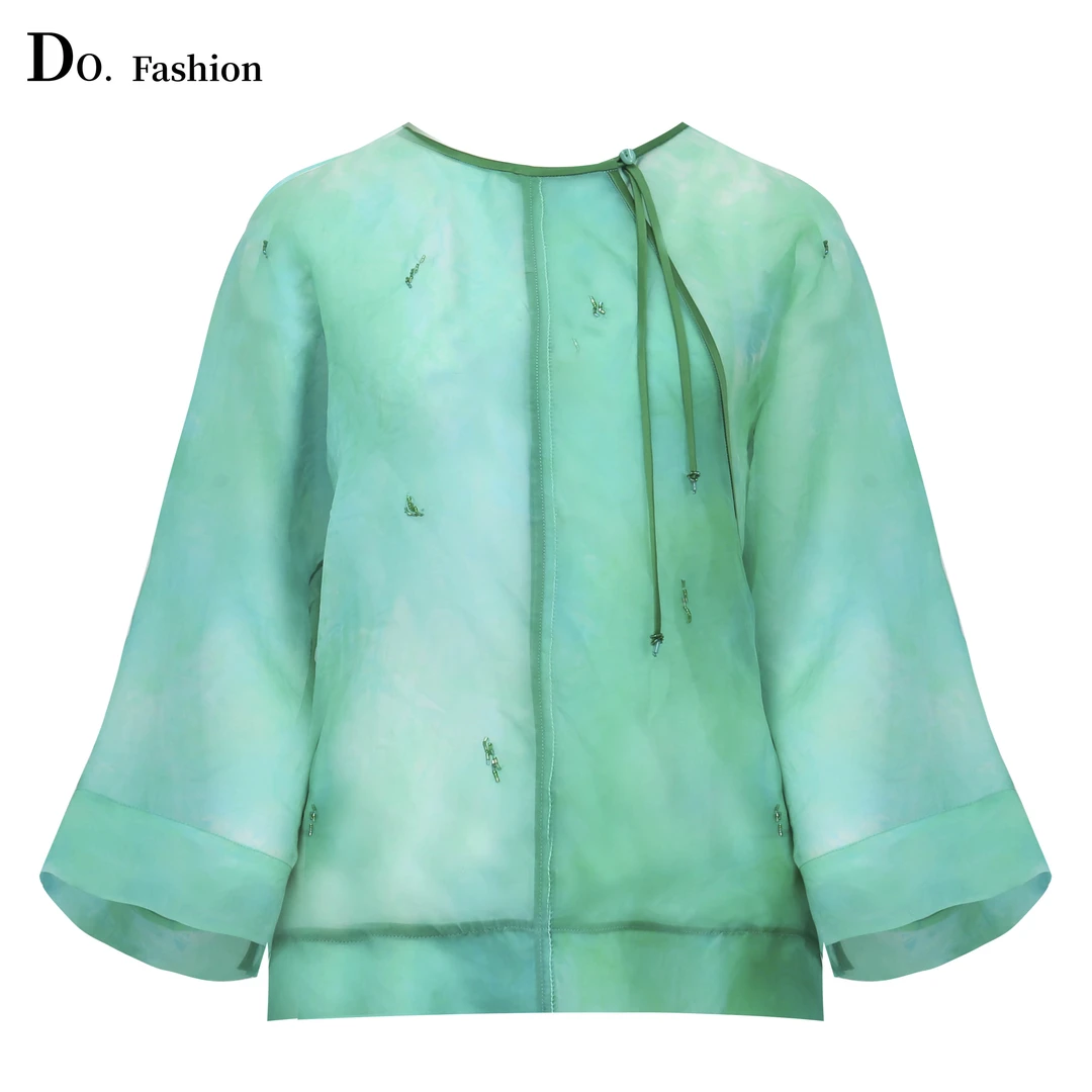 【Do.Fashion欧阳】“芳华”新中式斜襟晕染桑蚕丝上衣