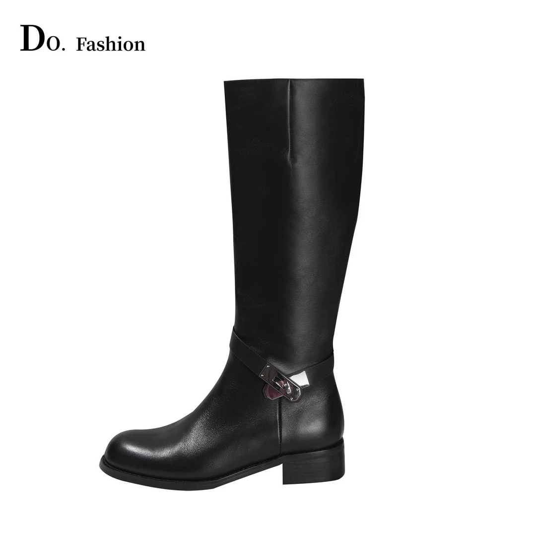 【Do.Fashion欧阳】手工定制“贵族骑士”马鞍扣小牛皮切尔士平底靴