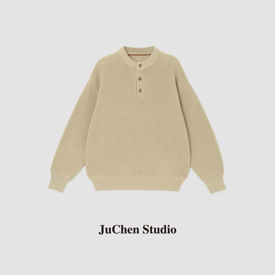 LIBOSHU意式静奢 老钱风手工粗针加捻廓形亨利领毛衣 FW24014-24