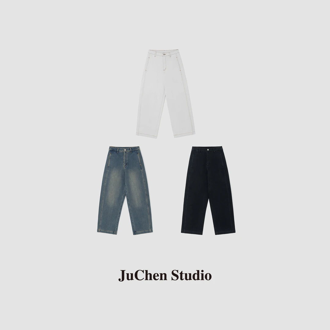 “口碑款 加绒香蕉裤”软而有型外弧内直保暖香蕉牛仔裤FW200168-33