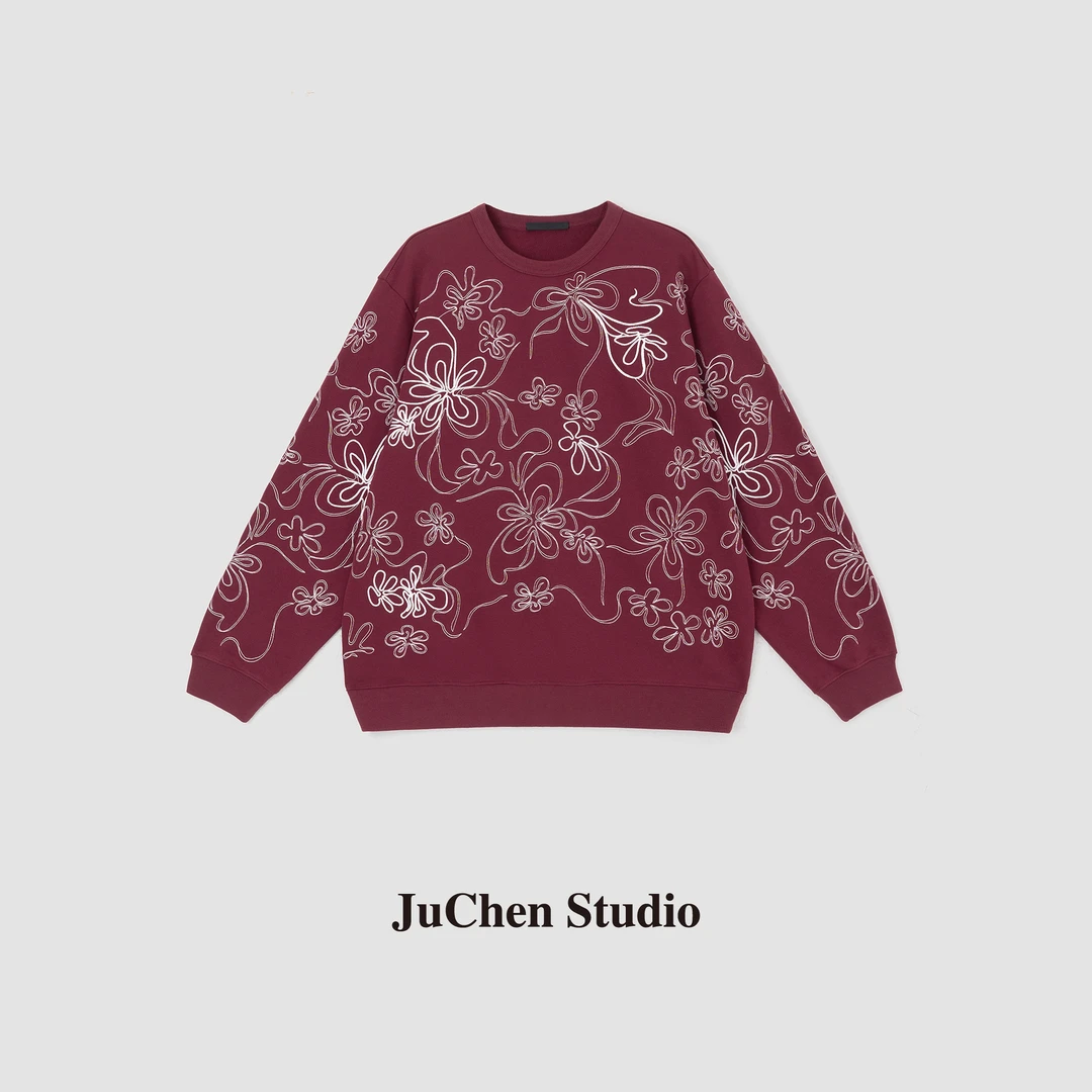 LIBOSHU“繁花入袖”高质慢生活艺术感花卉定位全刺绣卫衣 FW082993