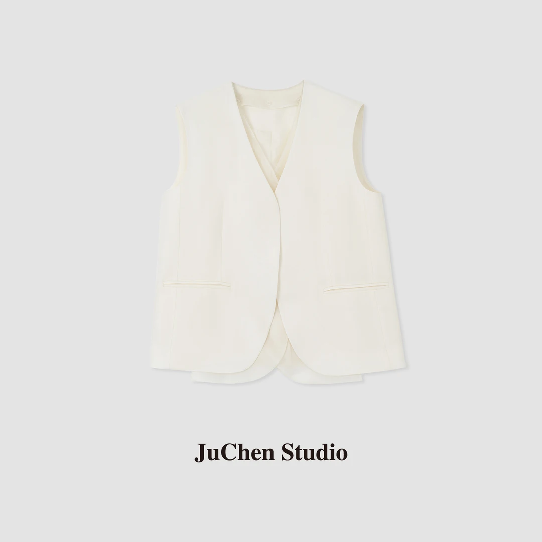 LIBOSHU黑标线“开场白”优雅老钱醋酸混纺拼接可拆卸马甲 SS052493