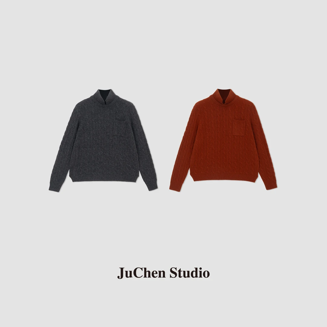 LIBOSHURL口袋麻花 经典老钱质感荃羊毛艺术绞花针织衫FW7238-77