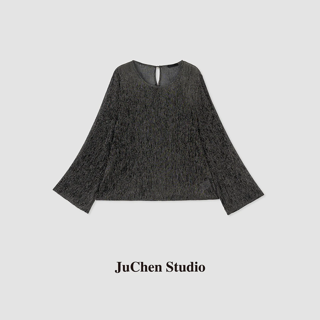 LIBOSHU超轻盈”幻闪亮丝“轻薄春夏箱型宽松长袖上衣 SS022019