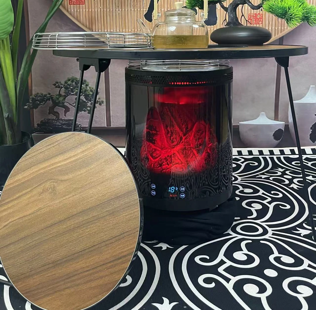 【带桌子带水壶3件套】骆驼全屋取暖器 3D仿真火焰 智能语音操控