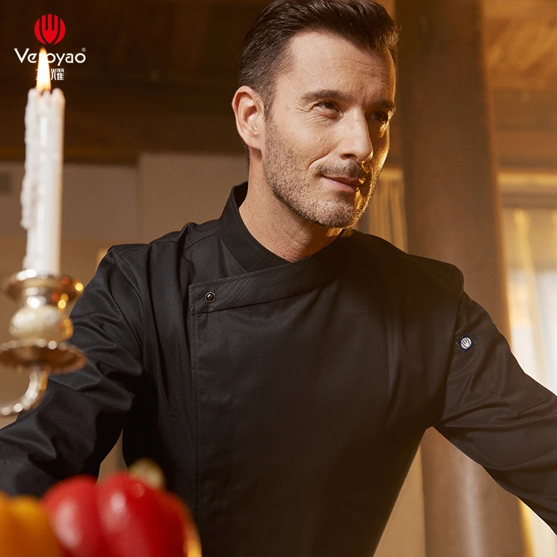 真耀厨师工作服男长袖主厨透气工装厨师长工作服高档厨房厨衣男装