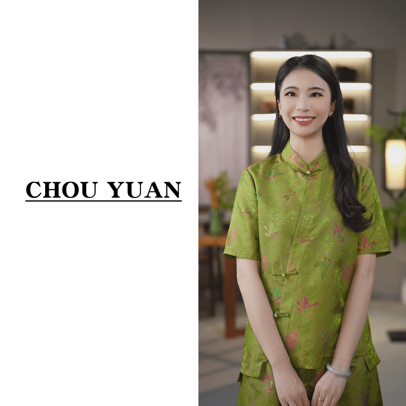 CHOUYUAN/绸缘【夏至】定制系列季尾清货异色萝复古时尚上衣6611108