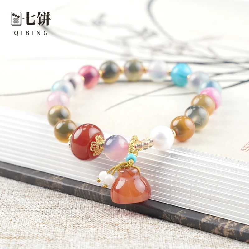 非金属手链 【七饼-清】-102-天然彩色糖心吗瑙女款手串