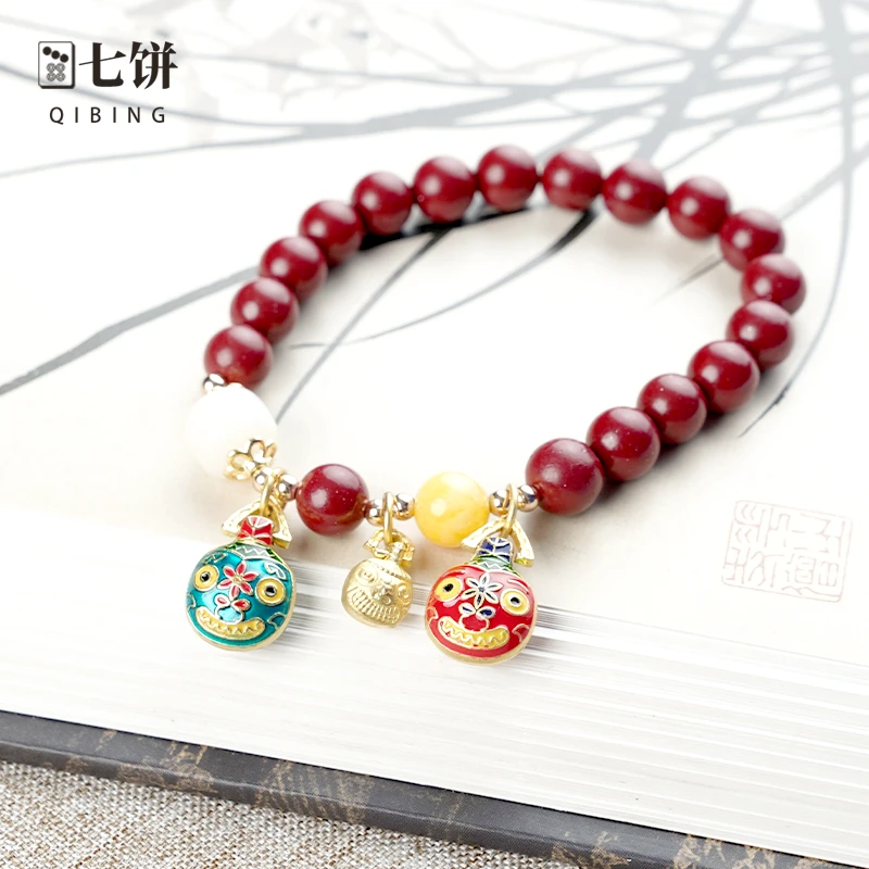 非金属手链 【七饼-清】-085-天然莎莎+珐琅彩女款手链