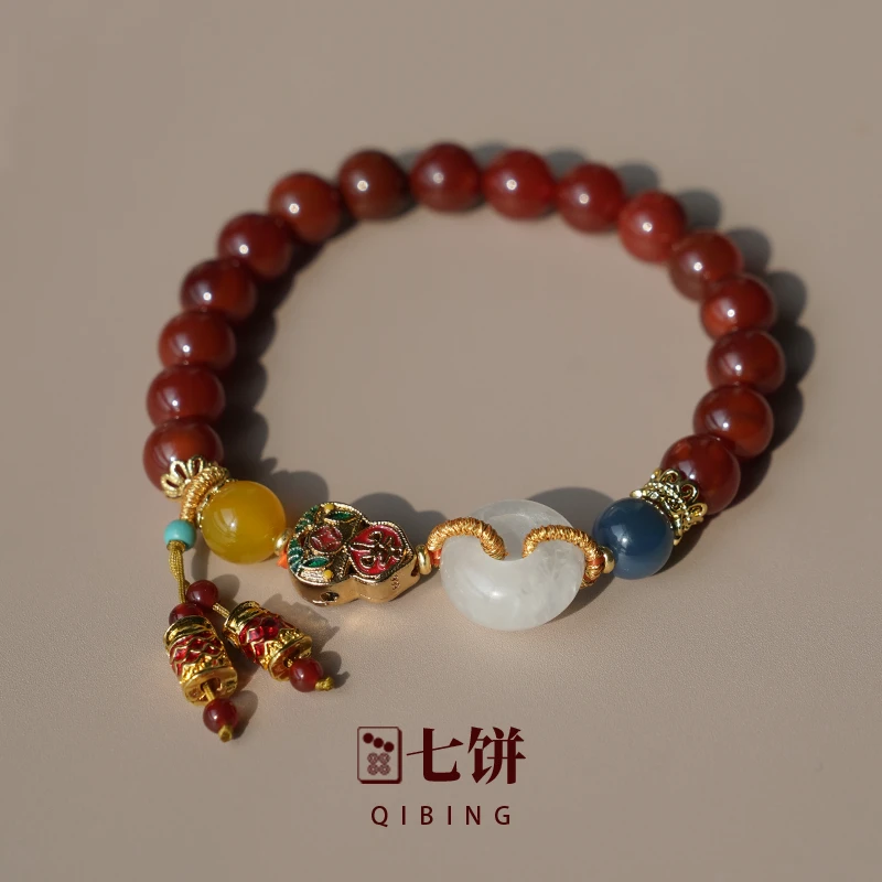 非金属手链 【七饼-清】-060-天然红玛+糖心小码女款手串