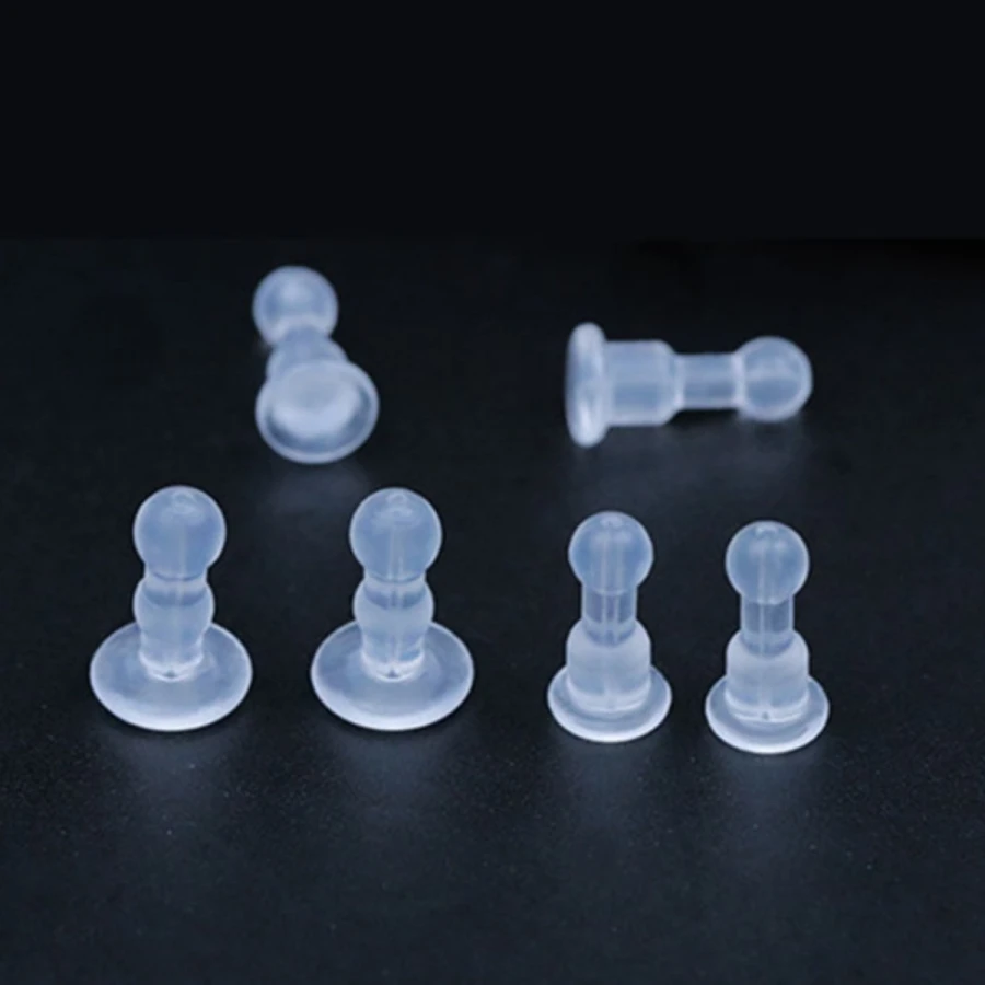 新版防扎双圆头硅胶耳堵加长款耳钉配件防掉透明耳塞耳环耳帽diy