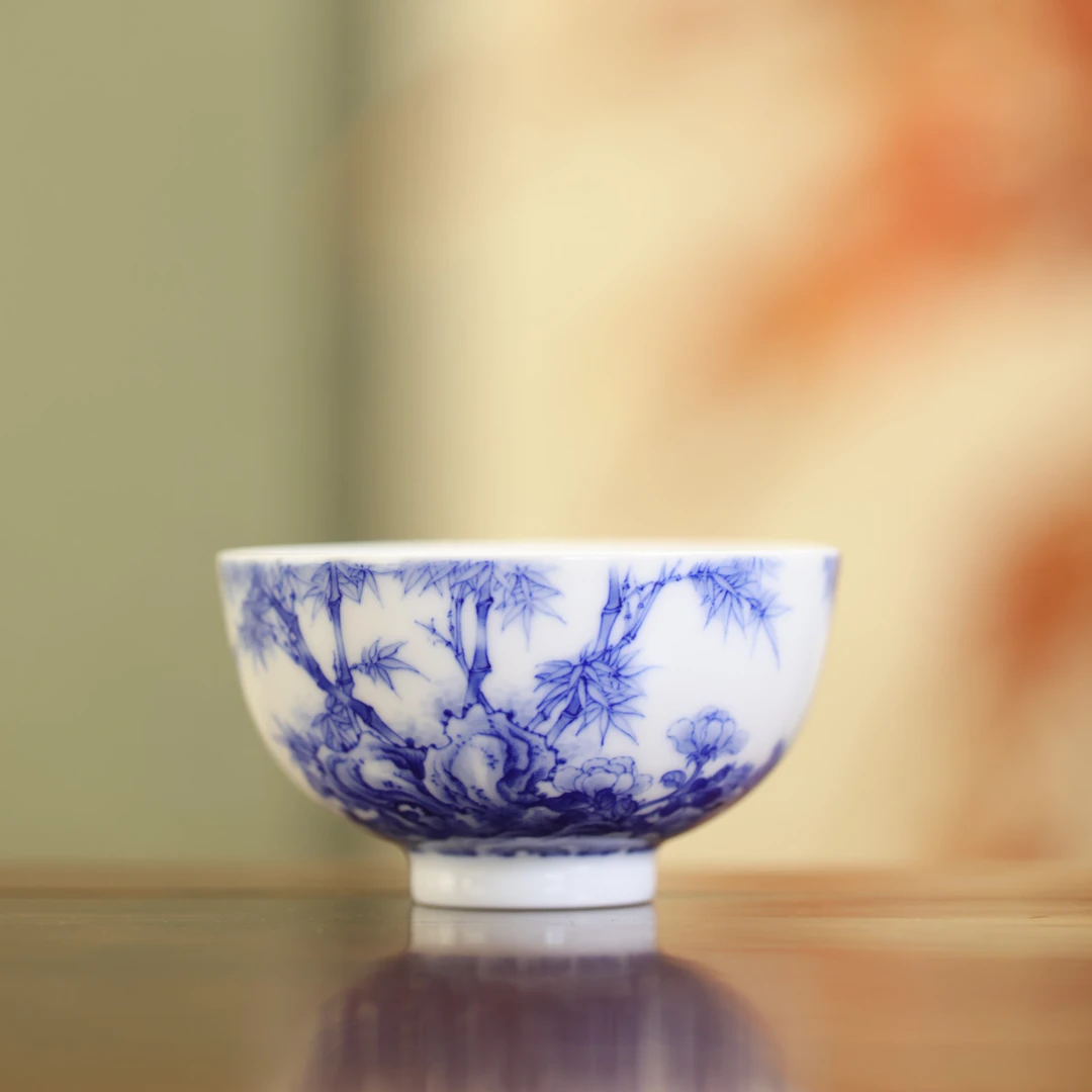 九段烧-安居乐业鸡心碗（-陶瓷主人杯手绘有差异）