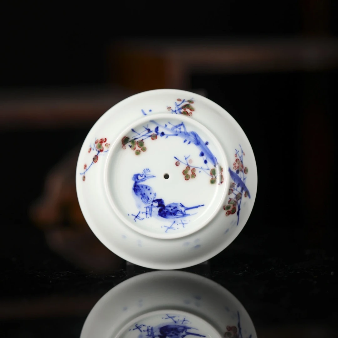 小桥-写意釉里红鳜鱼香插-手工陶瓷有差异