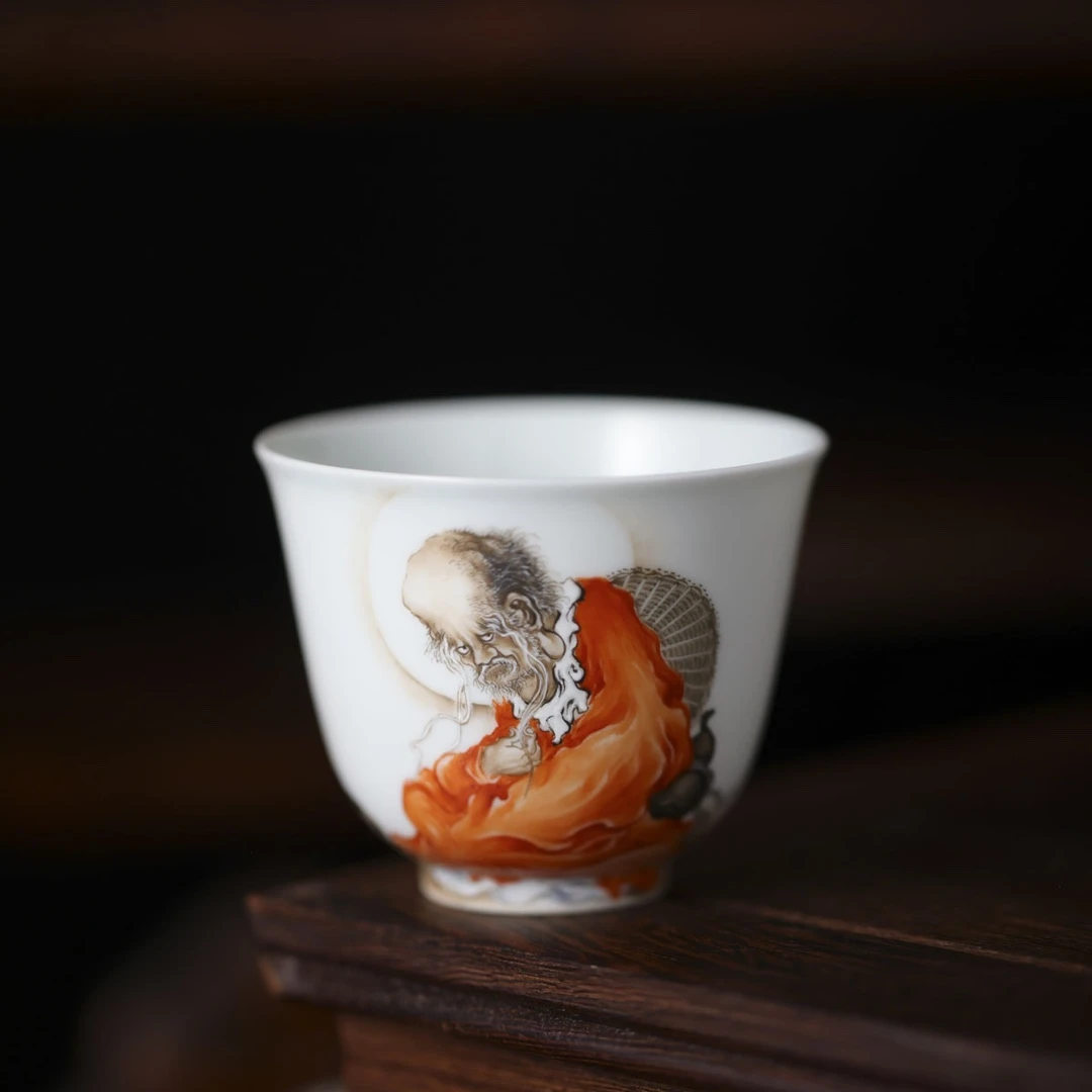 盛古珍玩-王步罗汉杯--手绘陶瓷有差异