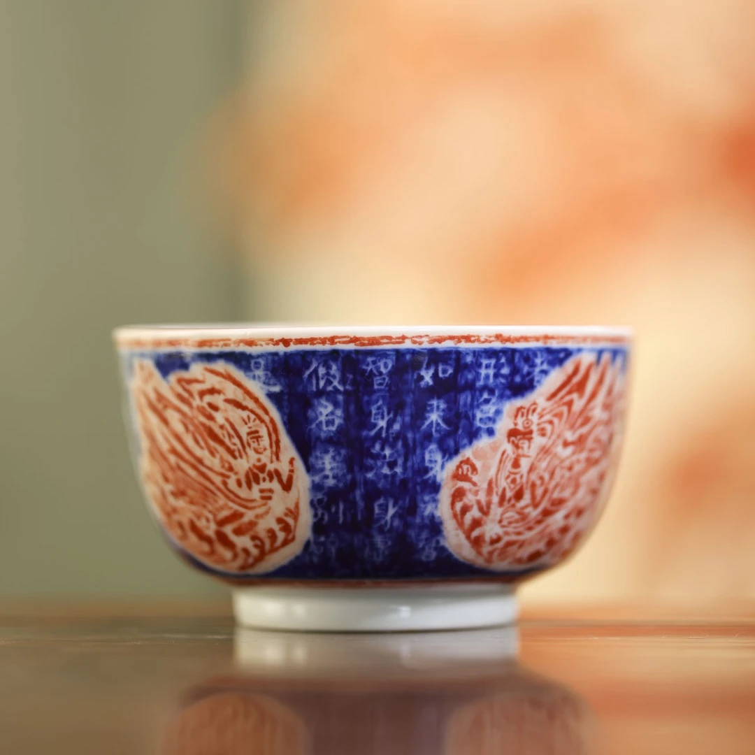 铭经草堂-双色飞天罗汉缸杯-手工陶瓷有差异