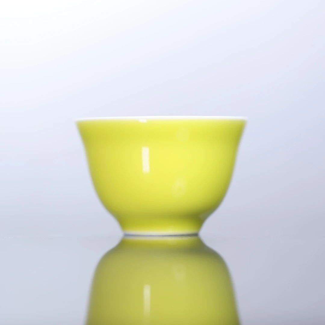 自慢堂-不言美器-柠檬黄清湛杯-茶具陶瓷手绘