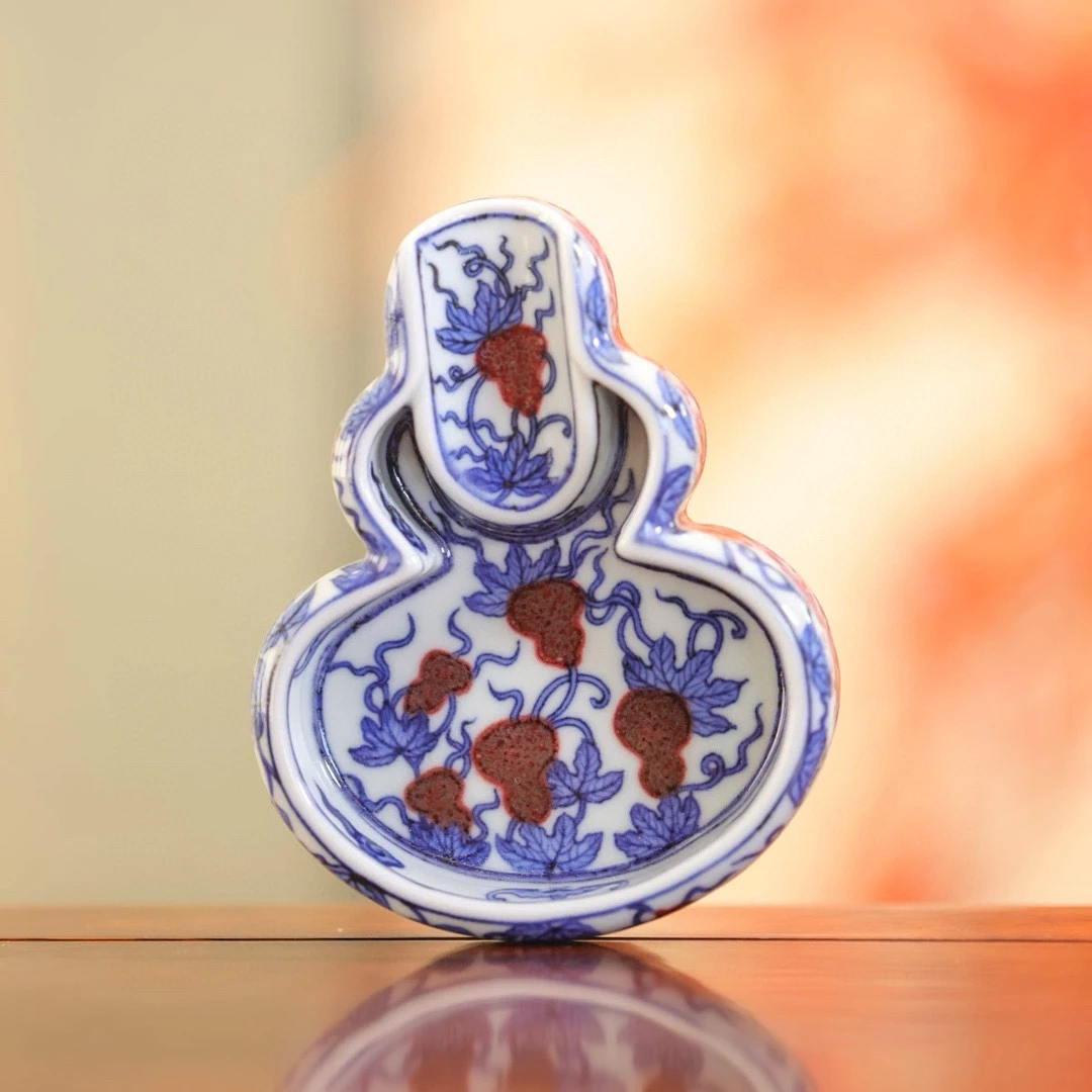 春风祥玉-釉里红葫芦雪茄缸(小)-陶瓷手绘主人杯(直播间为准）