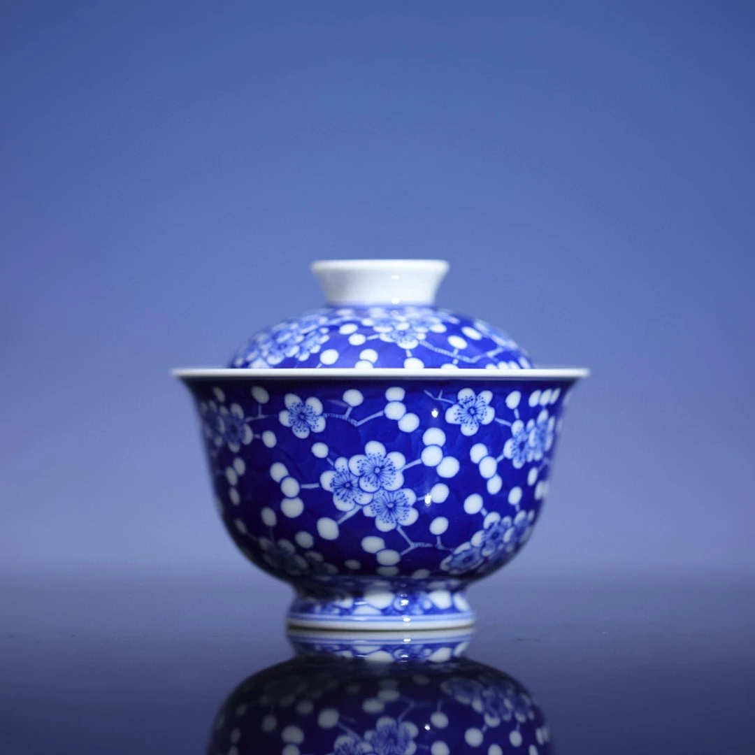 小桥  冰梅两才小盖碗-手工陶瓷杯有差异