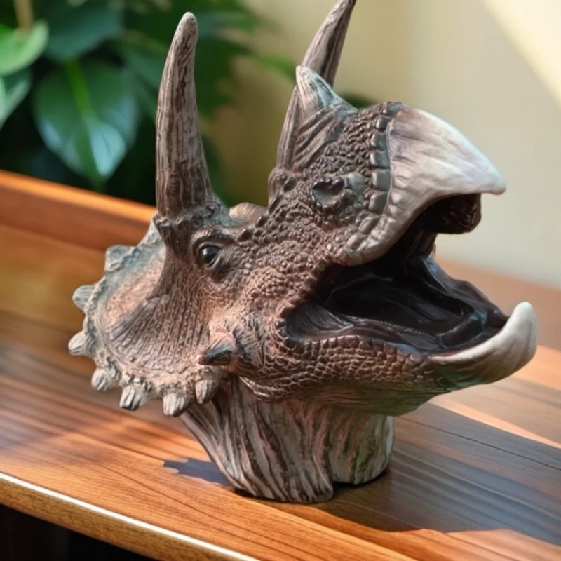 恐龙手偶玩具三角龙霸王龙软胶恐龙头手掌穿戴玩具
