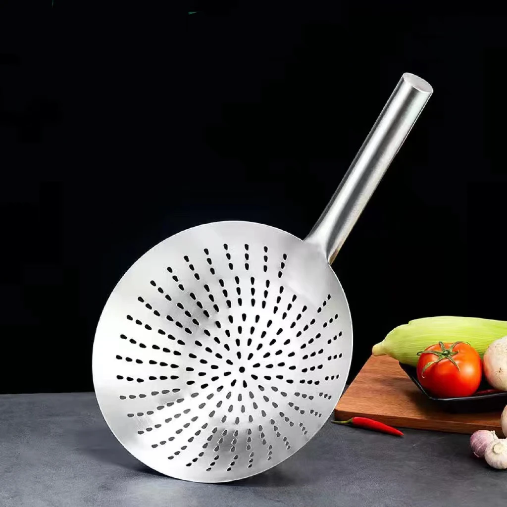 不锈钢漏勺厨师专用过滤网商用大号家用厨房漏网油炸沥油油鼓捞勺