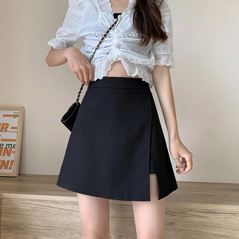 黑色半身裙2024新款大码不规则高腰显瘦遮肉遮肚女夏开叉a字裙裤