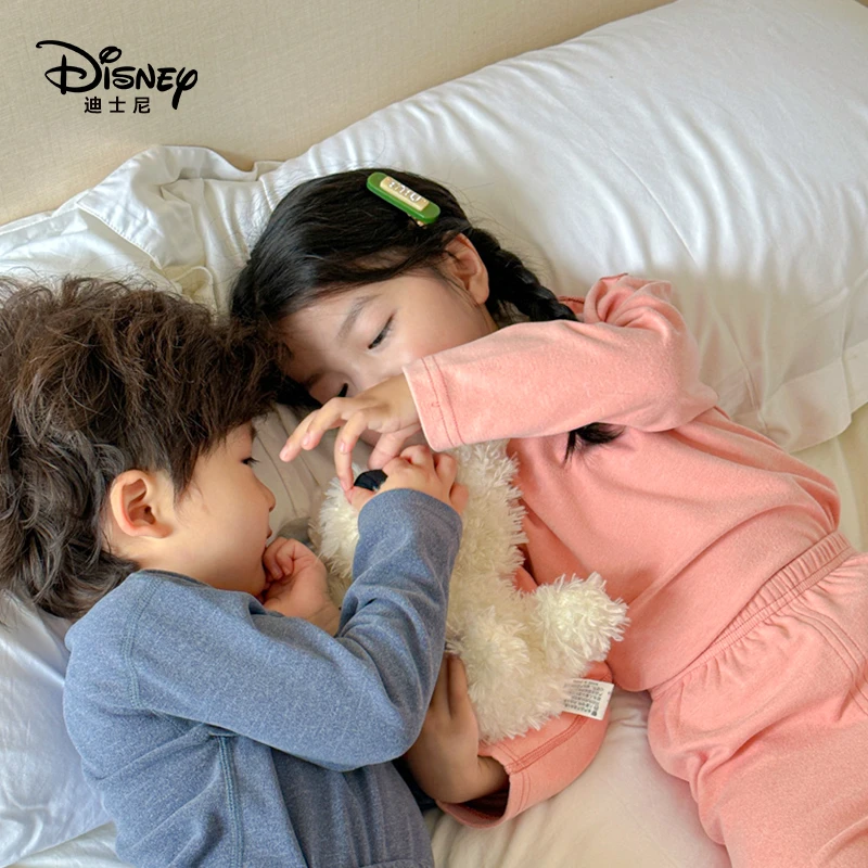 【L】迪士尼儿童石墨烯德绒套装A类无骨保暖内衣家居服男女宝宝套装