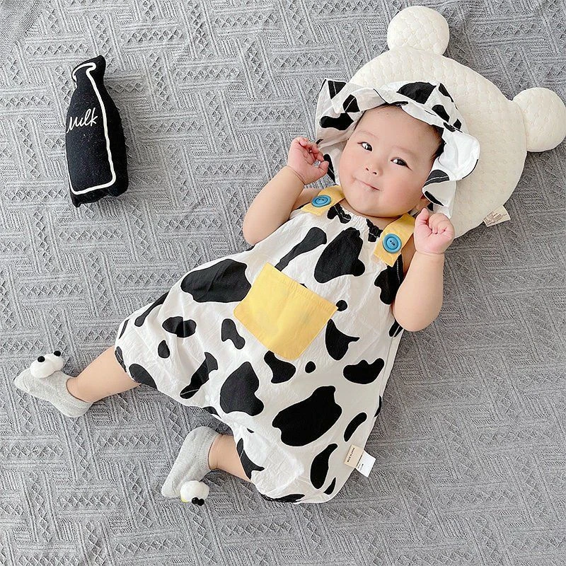 【多米牛】婴儿衣服夏季连体衣超萌可爱吊带哈衣