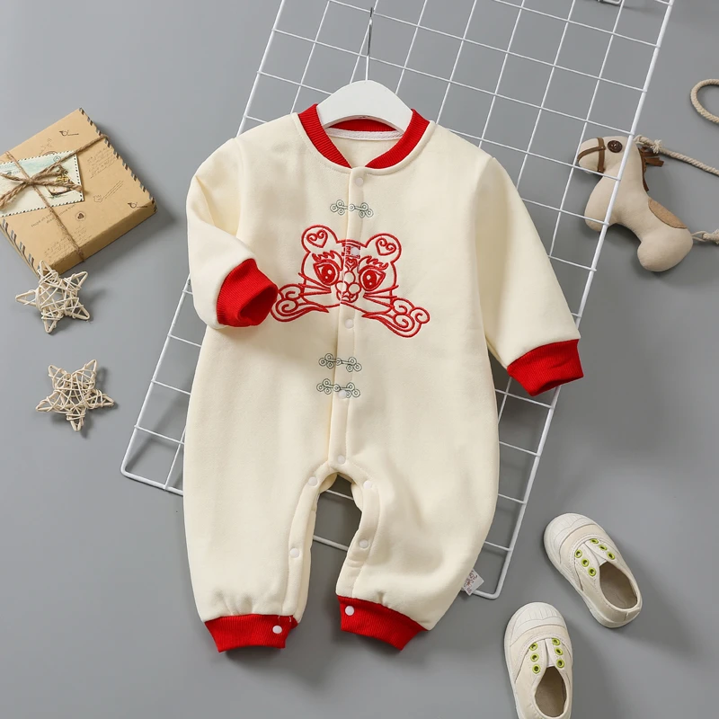 9320婴幼儿新生儿加厚保暖连体衣喜庆外出哈衣