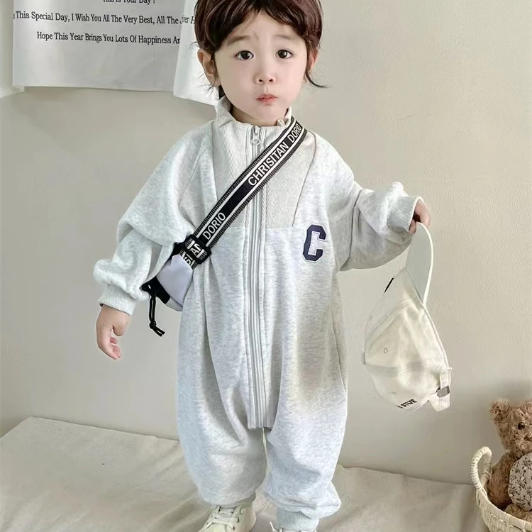 【优选】9639春秋季婴幼儿韩版休闲外出连体衣爬服哈衣