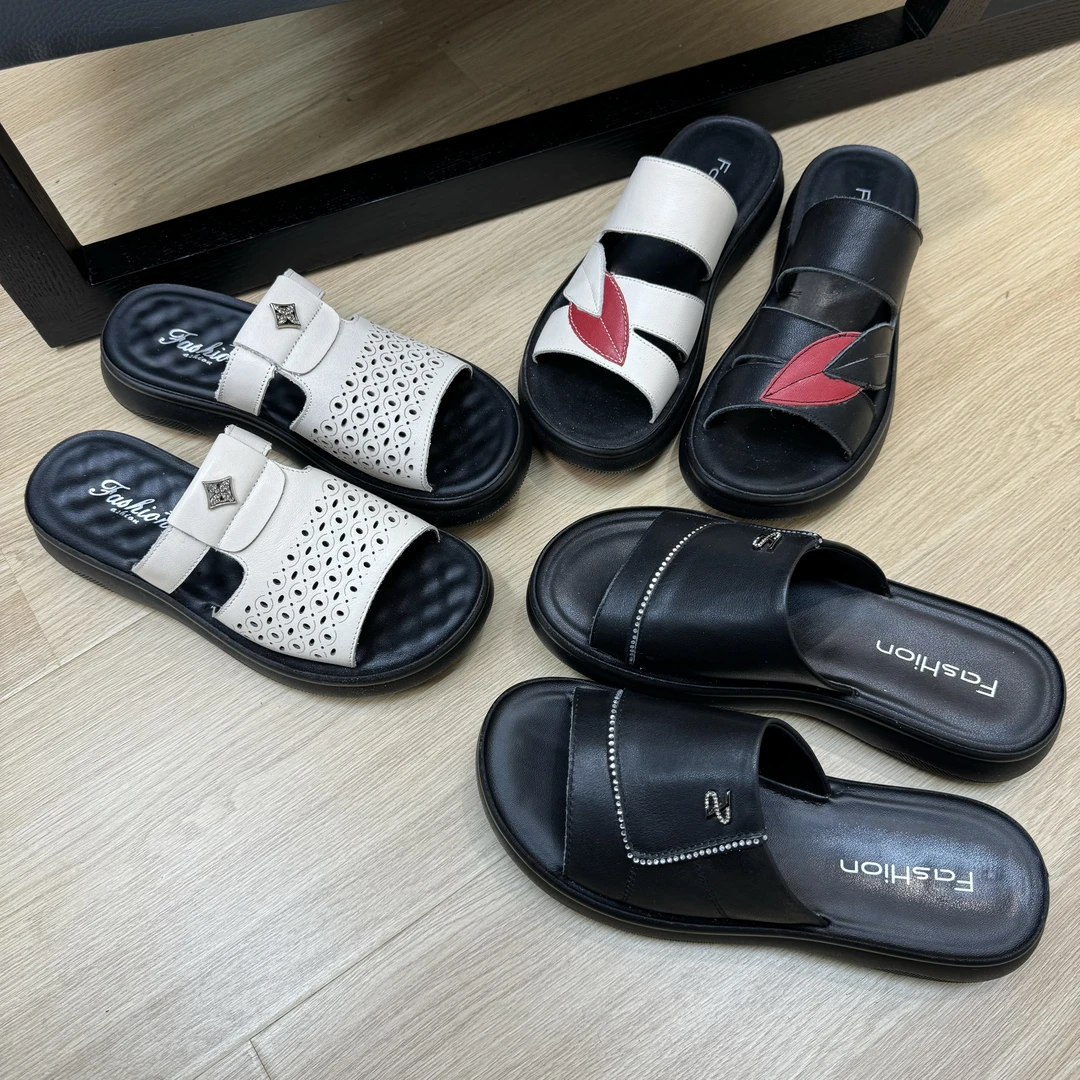 头层牛皮夏季复古凉拖鞋女