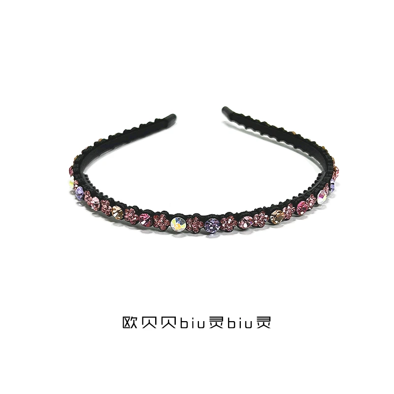32331粉色色简约百搭满钻发箍带防滑齿