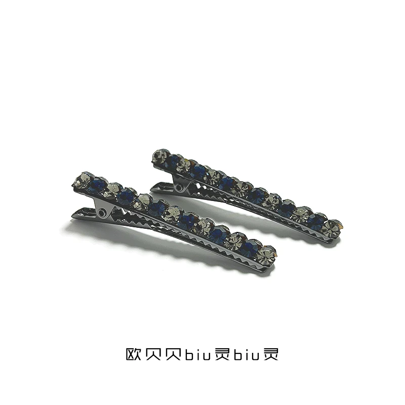 1950鸭嘴夹6厘米蓝色碎发夹一对装