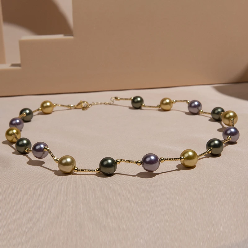 合金贝壳项链 10m混彩时尚气质糖果链贝珠项链