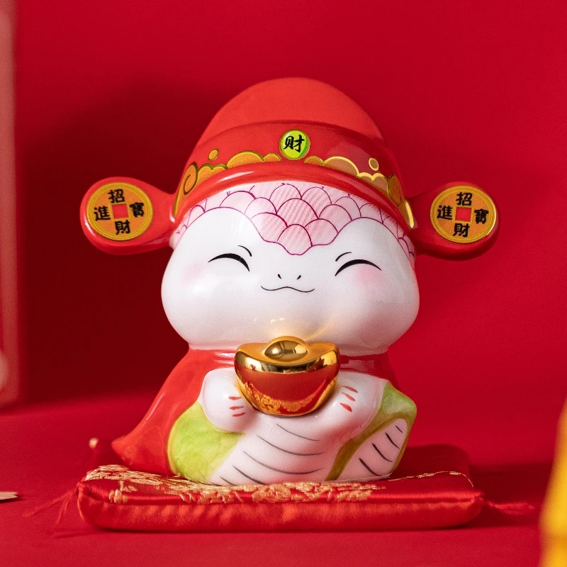 2025蛇年吉祥物国潮蛇摆件生肖存钱罐本命年可爱家居桌面装饰礼品